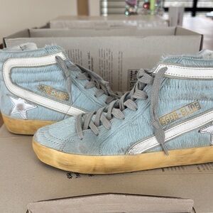 Golden Goose Slide Classic Aquamarine Horsy